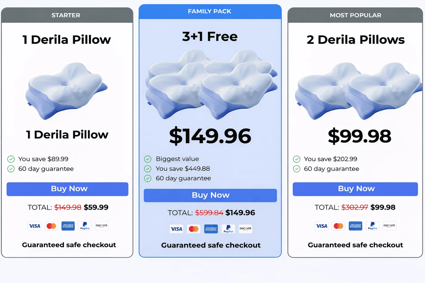 derila ergo pillow pricing-packages